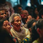 An African American Elder sitting in Church, but still lonely
